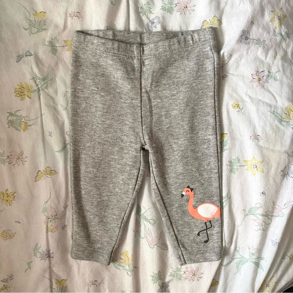 6 Month Carters Flamingo Leggings with White Ruffled Shirt Outfit Bundle - Picture 5 of 8